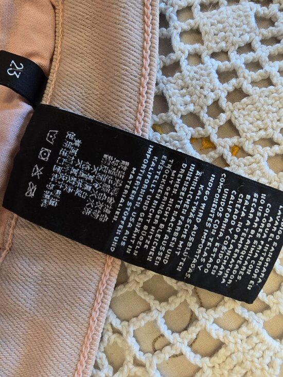 J Brand Blush Pink Jeans Size 23 Stretch Slim Straight Raw Hem USA Made - Picture 9 of 11